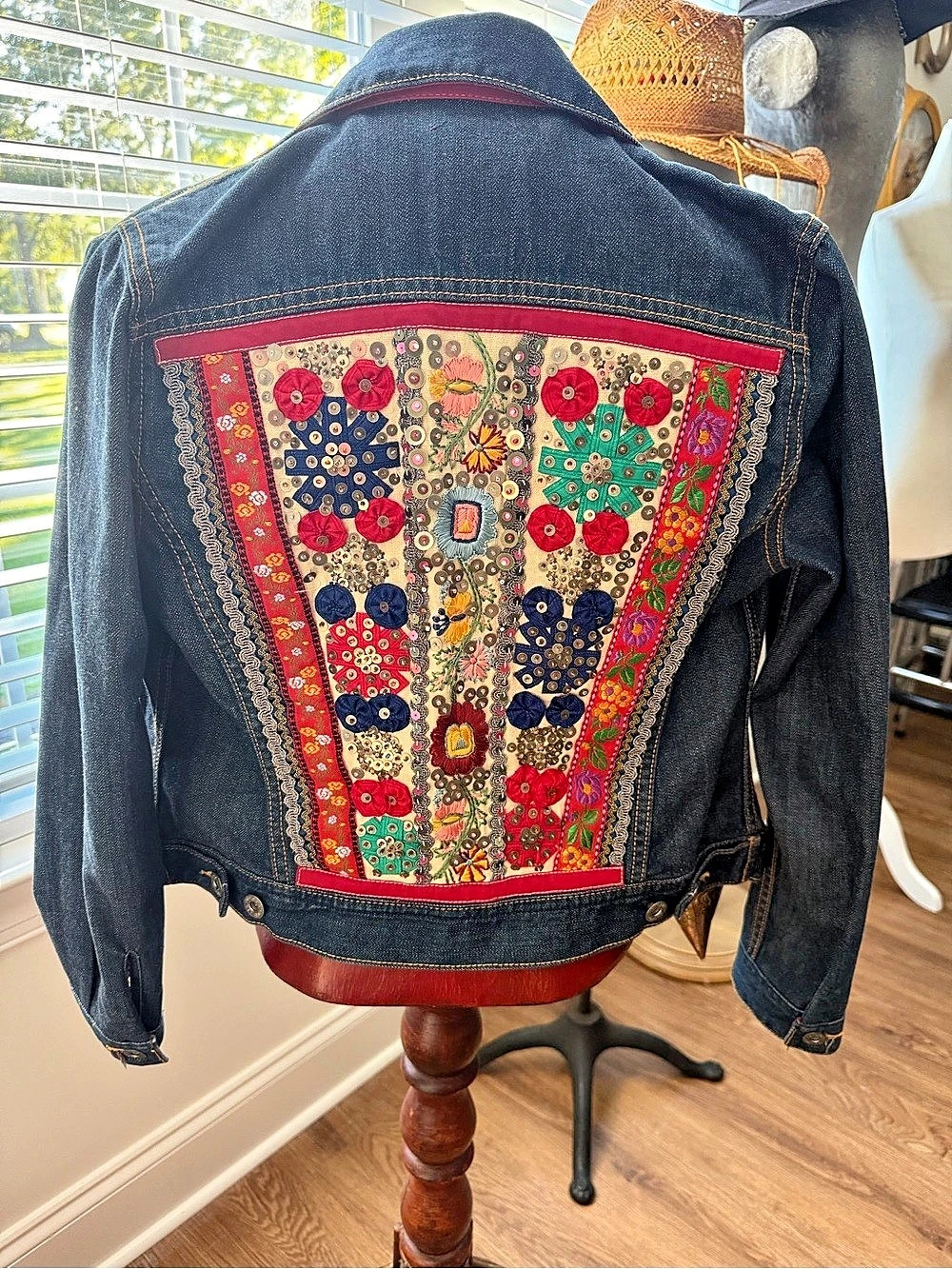 Lucky Brand Embroidered Back Denim Jacket Blue